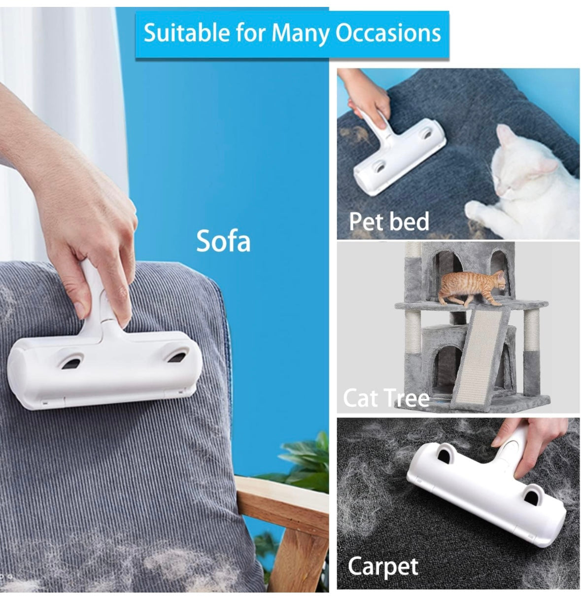 Pet Hair Remover Roller, Reusable Animal Hair Removal Brush for Dogs and Cats