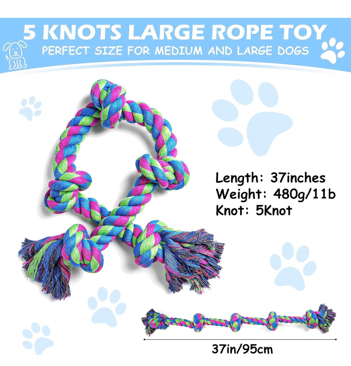 Large rope dog toy - create hours of tug of war fun with your dog