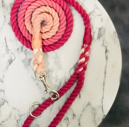 Rope dog lead Pink Ombre