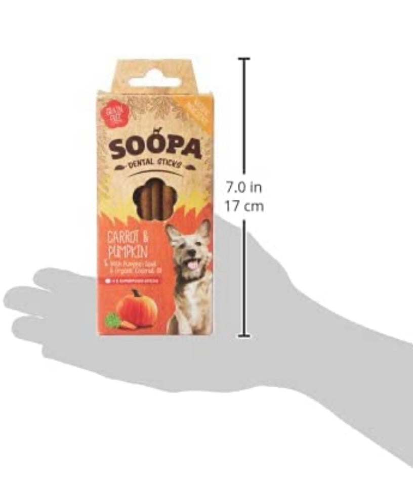Soopa Pumpkin and Carrot Dental Sticks Dog Treat, 100 g