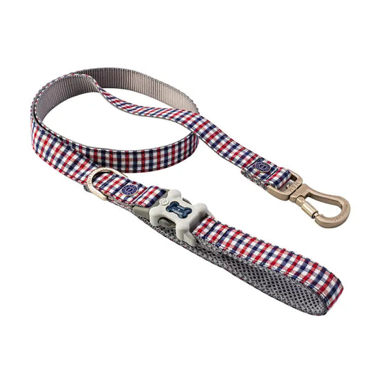 Dog Lead Navy & Red Checked