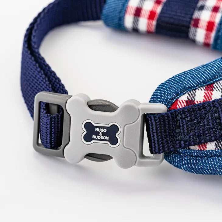 Dog Harness Red and Blue Check