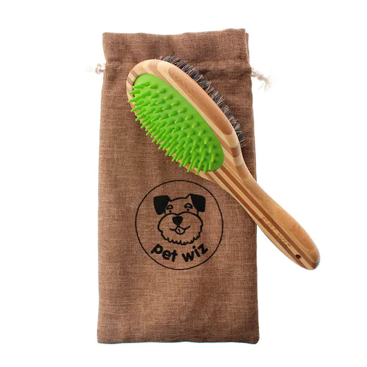 Dog Bamboo Brush with Silicone Massager